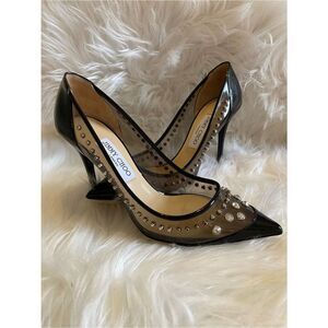 Jimmy Choo Black and Silver Studded Heels